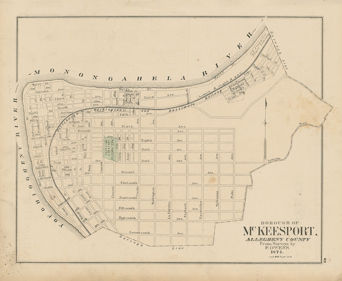 MCKEESPORT Pennsylvania 1876 Map Replica or Genuine Etsy