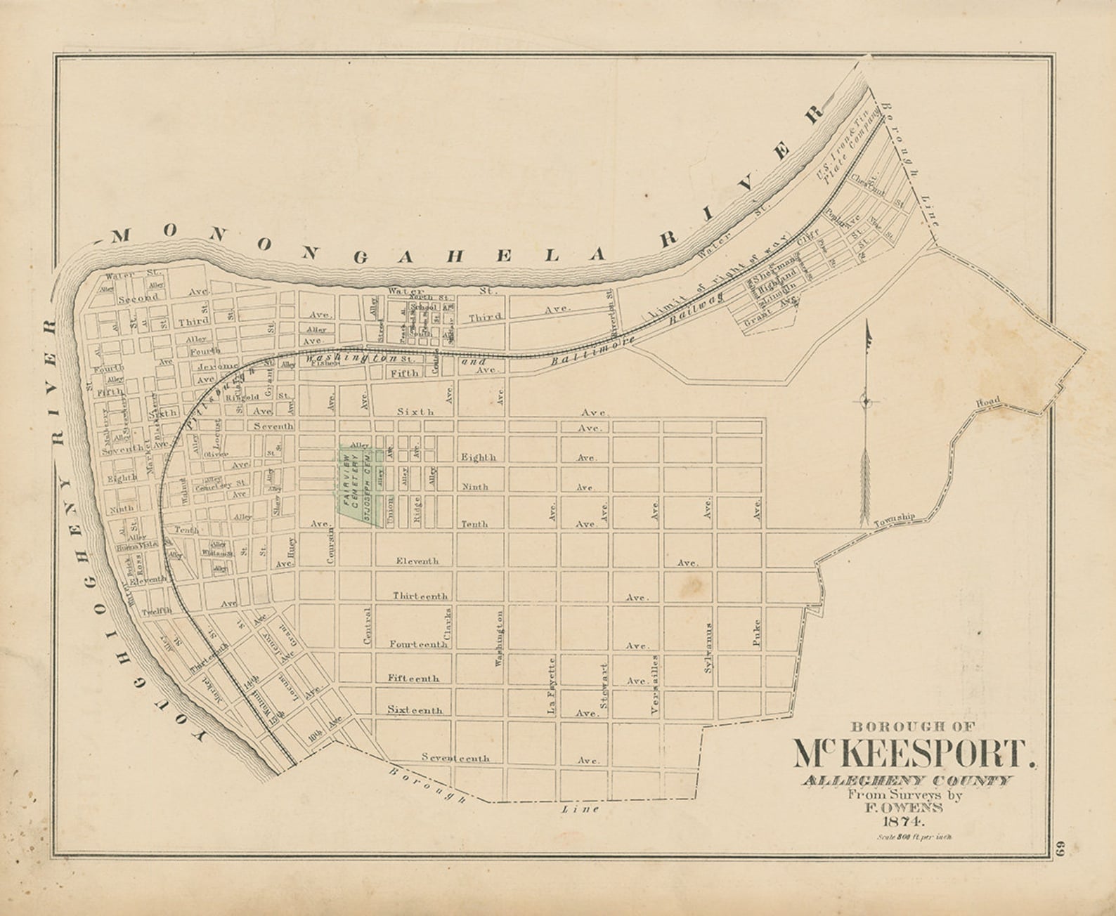 MCKEESPORT Pennsylvania 1876 Map Replica or Genuine Etsy