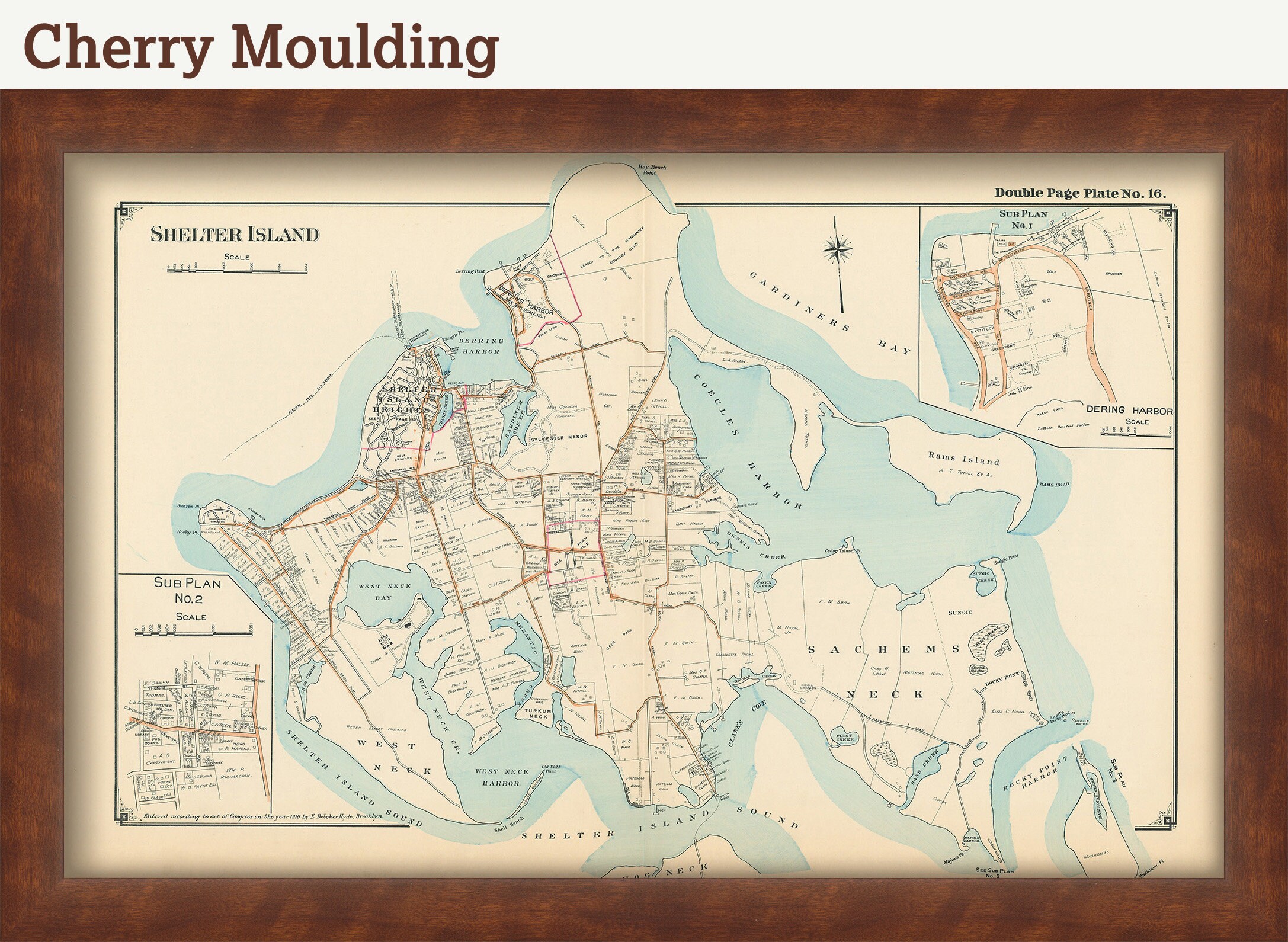 Shelter Island, Long Island, New York 1916 Map