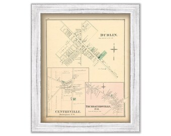 DUBLIN, CENTREVILLE and TRUMBAUERSVILLE, Pennsylvania  - 1876 Map