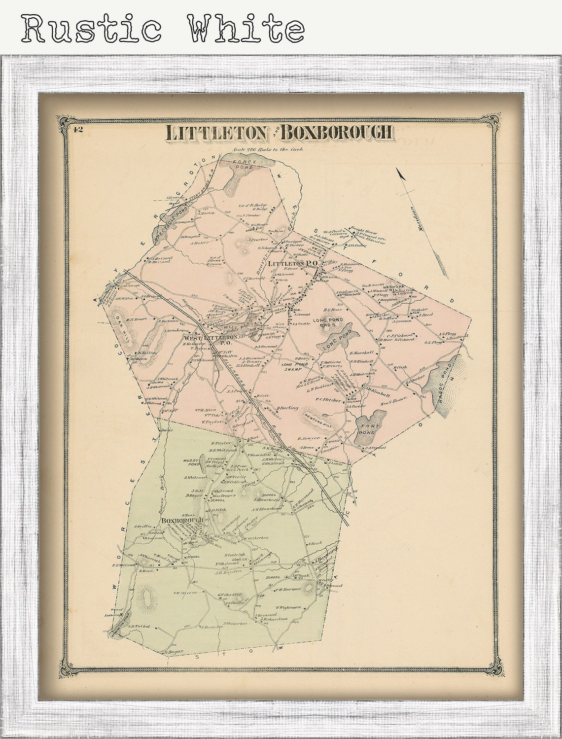 LITTLETON and BOXBOROUGH Massachusetts 1875 Map Replica or Etsy
