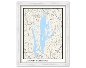 QUABBIN RESERVOIR, Massachusetts - Map Poster