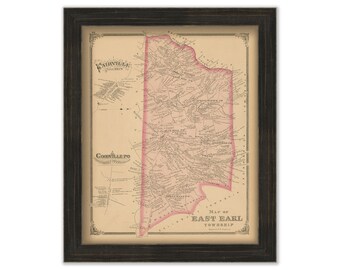 East Earl, Pennsylvania 1875 Map - Replica or GENUINE ORIGINAL