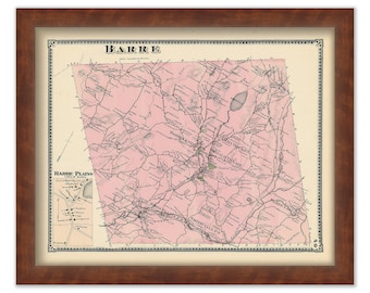 Town of BARRE, Massachusetts 1870 Map
