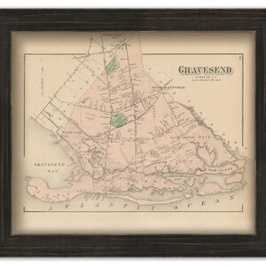 Gravesend, Brooklyn, New York 1873 Map, Replica and GENUINE ORIGINAL