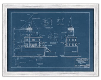 SUPERIOR ENTRY LIGHTHOUSE, Wisconsin  - Blueprint Drawing and Plan of the Lighthouses in 1912