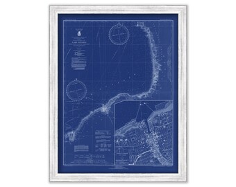 OSWEGO, NEW YORK  -  1932 Nautical Chart Blueprint