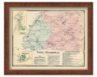 Towns of DANA and PETERSHAM, Massachusetts 1870 Maps