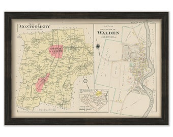 Town of MONTGOMERY and Village of WALDEN, New York 1903 Map - Replica or Genuine Original