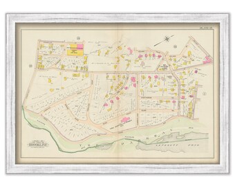 BROOKLINE, Massachusetts 1900 map, Plate 17 - Pond Ave, High St, Olmstead Park