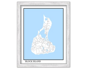 BLOCK ISLAND, Rhode Island -  Contemporary Map Poster