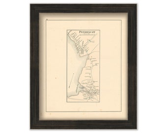 PENOBSCOT, Maine 1881 Map, Replica or Genuine Original