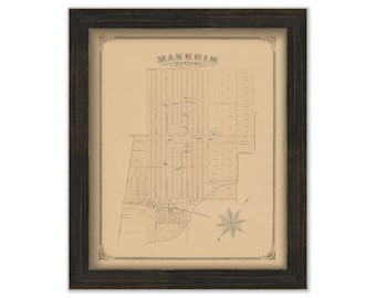 MANHEIM Village, Pennsylvania 1875 Map - Replica or GENUINE ORIGINAL