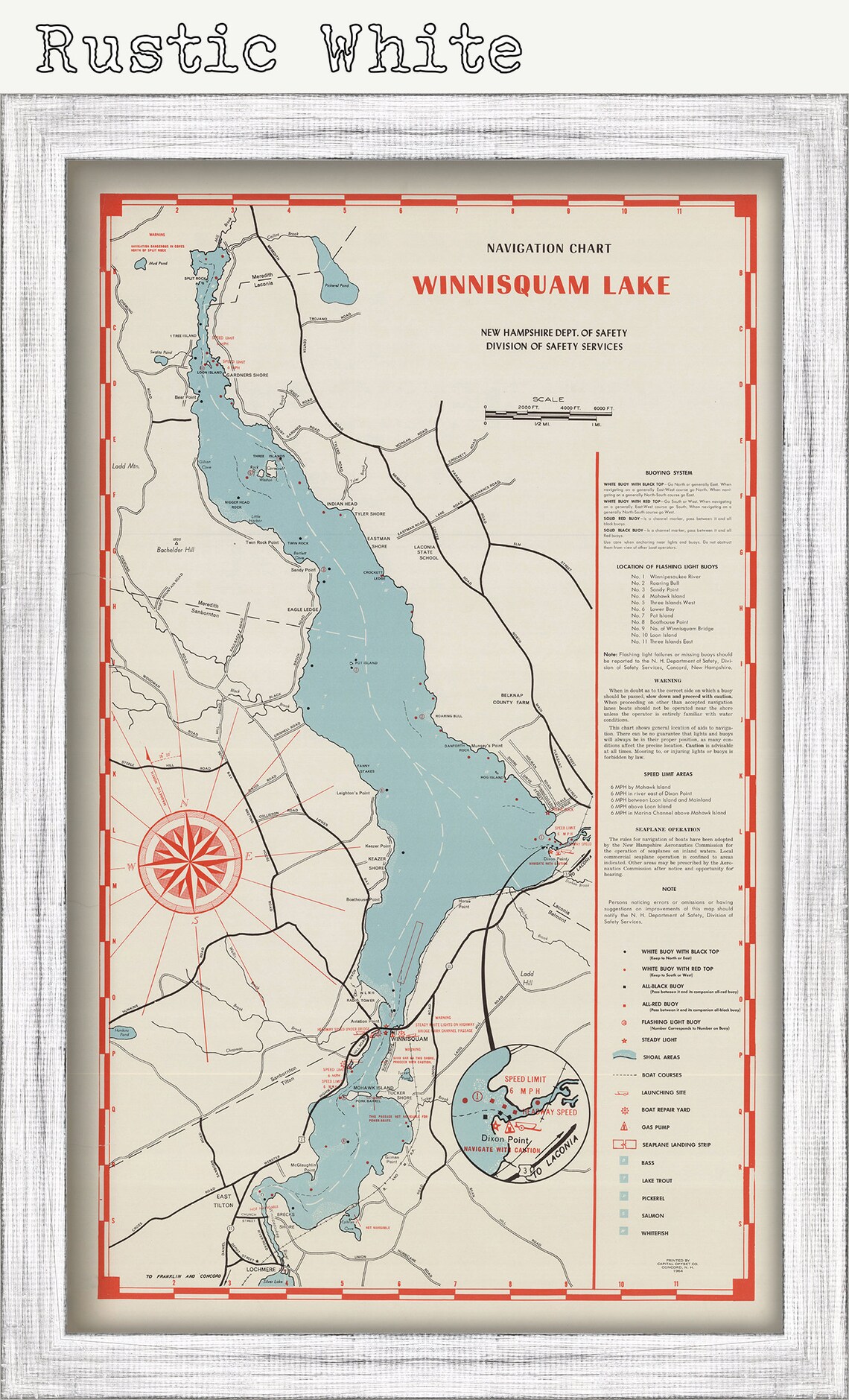 LAKE WINNISQUAM New Hampshire 1964 Nautical Chart Etsy