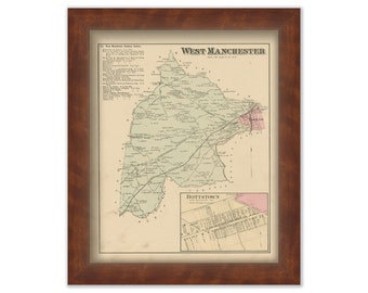 MANCHESTER, Pennsylvania 1876 Map - Replica or Genuine ORIGINAL