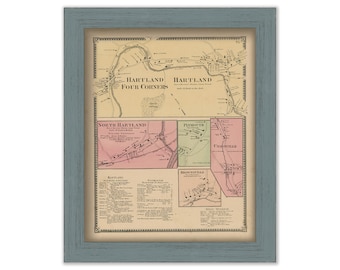 HARTLAND and PLYMOUTH, Windsor County, Vermont 1869 Map - Replica or Genuine ORIGINAL