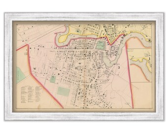 City of DOVER, New Hampshire 1871 Map, Replica or GENUINE ORIGINAL