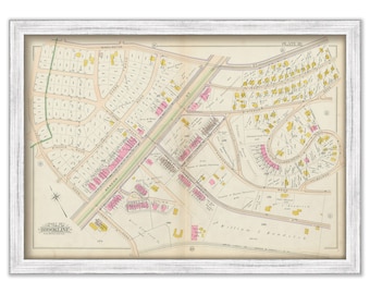 BROOKLINE, Massachusetts 1900 map, Plate 10 - Washington Square, Beacon Street - Replica or GENUINE ORIGINAL