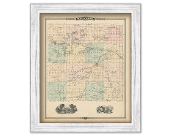 WAUKESHA COUNTY, Wisconsin 1878 Map, Replica or Genuine Original