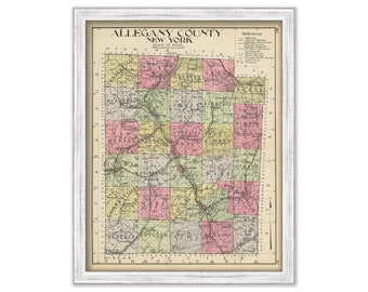 ALLEGANY County, New York 1912 Map, Replica or GENUINE ORIGINAL