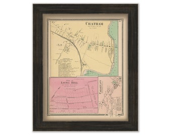 Villages of CHATHAM and PARSIPPANY, Morris County, New Jersey 1868 - Replica or Genuine Original Map