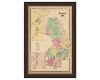 Towns of HARRISON and RYE, New York 1868 Map