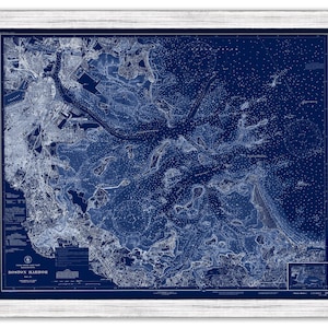 BOSTON HARBOR, Massachusetts - 1944 Nautical Chart Blueprint
