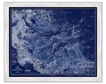 BOSTON HARBOR, Massachusetts - 1944 Nautical Chart Blueprint