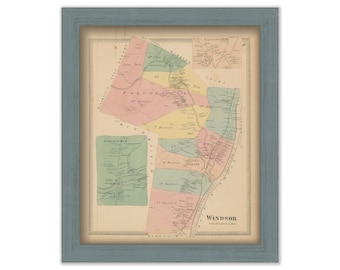 WINDSOR, Connecticut, 1869 Map, Replica or GENUINE ORIGINAL