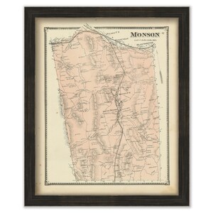 Town of MONSON, Massachusetts 1870 Map