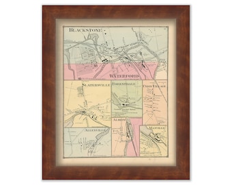 Village of WATERFORD, Rhode Island 1870 Map