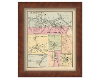 Village of WATERFORD, Rhode Island 1870 Map