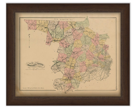 MIDDLESEX COUNTY, Massachusetts 1889 Map - Replica or Genuine