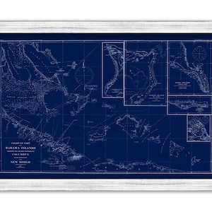 BAHAMA ISLANDS  -   1880 Nautical Chart Blueprint