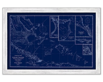 BAHAMA ISLANDS  -   1880 Nautical Chart Blueprint