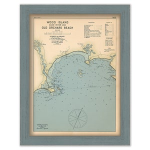 Wood Island, Saco River and Old Orchard Beach, Maine 1909 - Nautical Chart by Geo. Eldridge Colored Version