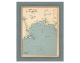 Wood Island, Saco River and Old Orchard Beach, Maine 1909 - Nautical Chart by Geo. Eldridge Colored Version