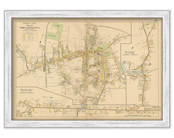 Village of HOPKINTON, Massachusetts 1908 Map - Replica or GENUINE Original