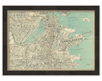 BOSTON and SOUTH BOSTON, Massachusetts and the surrounding area, 1904 Map/Chart - Replica or Genuine Original