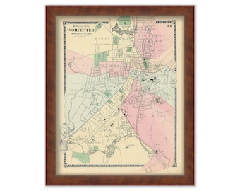 City of WORCESTER, Massachusetts 1870 Map