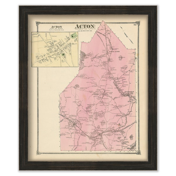 ACTON, Massachusetts 1875 Map - Replica or Genuine ORIGINAL