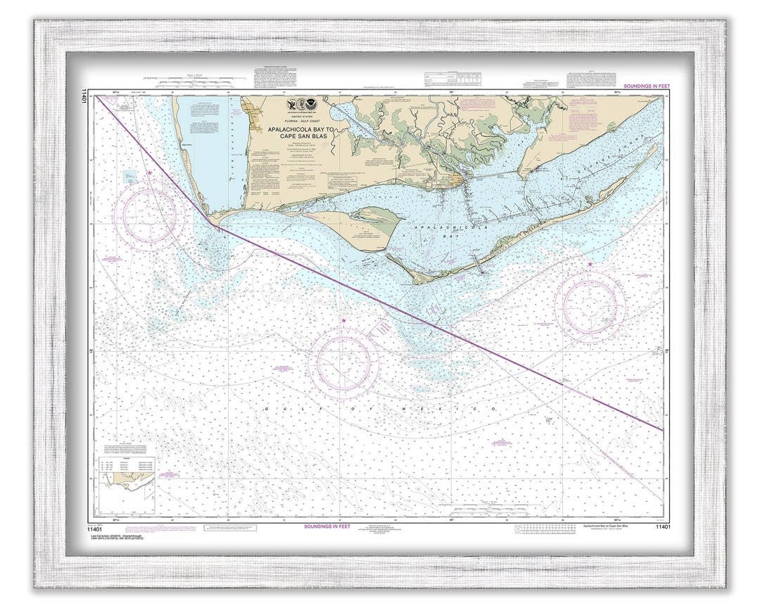 Apalachicola to Cape San Blas, Florida 2015 Nautical Chart Etsy