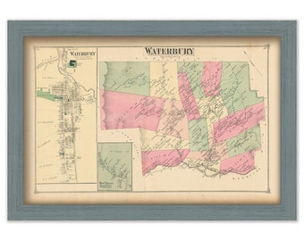 WATERBURY, Vermont - 1873 Map