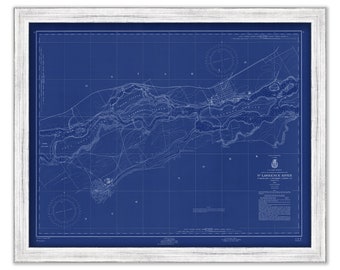 SAINT LAWRENCE RIVER, Saint Regis, Quebec to Richards landing, New York - 1956 Nautical Chart Blueprint