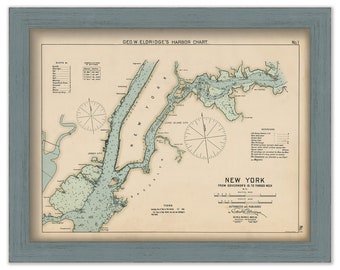 New York City - Nautical Chart by George W. Eldridge 1901 Colored Version 0301