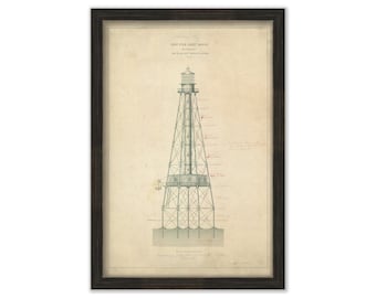SOMBRERO KEY LIGHTHOUSE, Marathon, Florida - Drawing and Plan of the Lighthouse as it was in 1858.