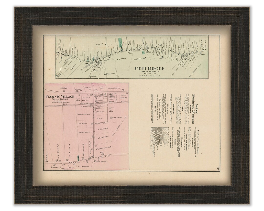 Cutchogue and Peconic Villages Southold New York 1873 Map Etsy