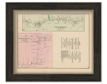 Cutchogue and Peconic Villages, Southold, New York 1873 Map, Replica and GENUINE ORIGINAL