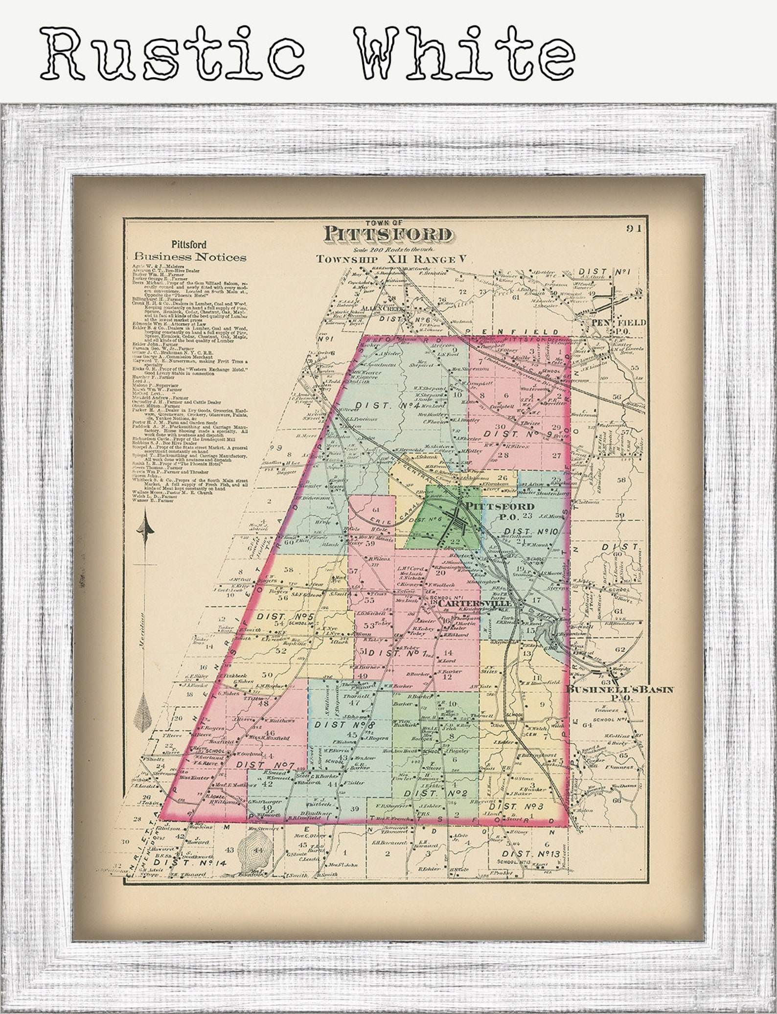 Town of PITTSFORD New York 1872 Map - Etsy