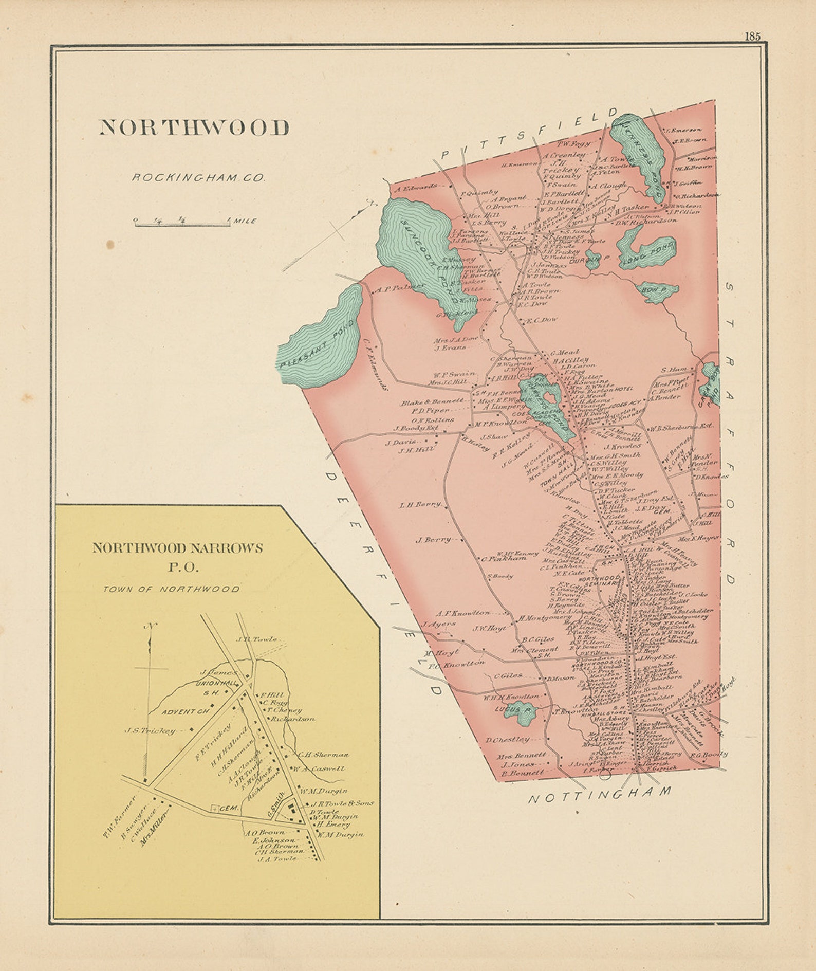 NORTHWOOD New Hampshire 1892 Map Etsy